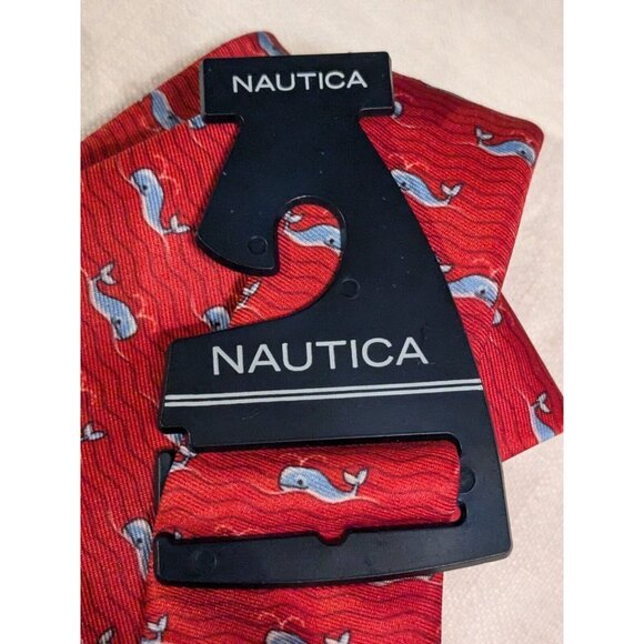 Nautica Whale Tie Red Preppy Pattern Graphic Nerd Nautical Necktie Fun 58" x 3" - Picture 5 of 14